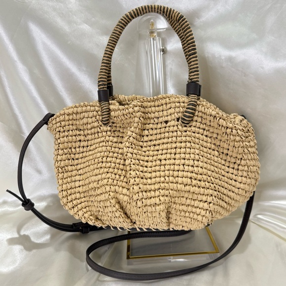 SOLD Zara Woven Basket Bag Crossbody Tan Raffia Easter Spring Vacation Beach - Picture 4 of 15
